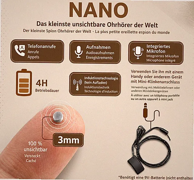 Nano Pro Mini Ohrhörer Unsichtbar SpionageKopfhörer Prüfungs Headset Handy