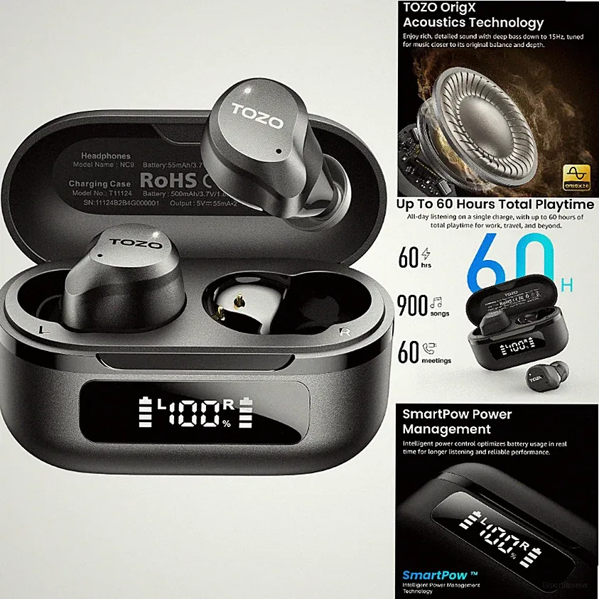 NC9 In Ear Kopfhörer Kabellos Bluetooth 5.3 Hybrid ANC 6 Mikro
