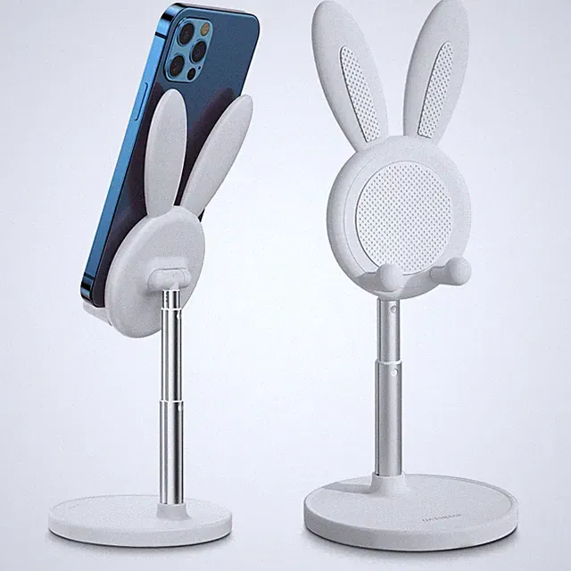 nediea Niedlicher Hase Handy Ständer verstellbare Tisch Handy Hase-Weiß