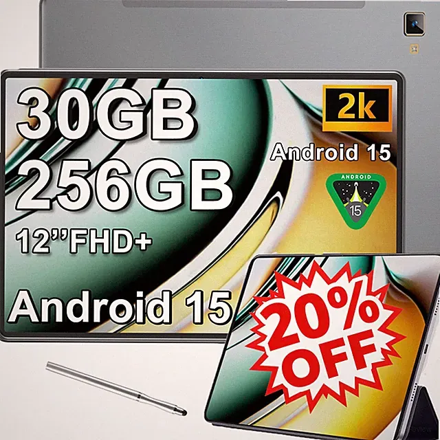 Neuests P60 Gaming Tablet 12 Zoll 2K 8000mAh 30GB+256GB Android 15 Tablet