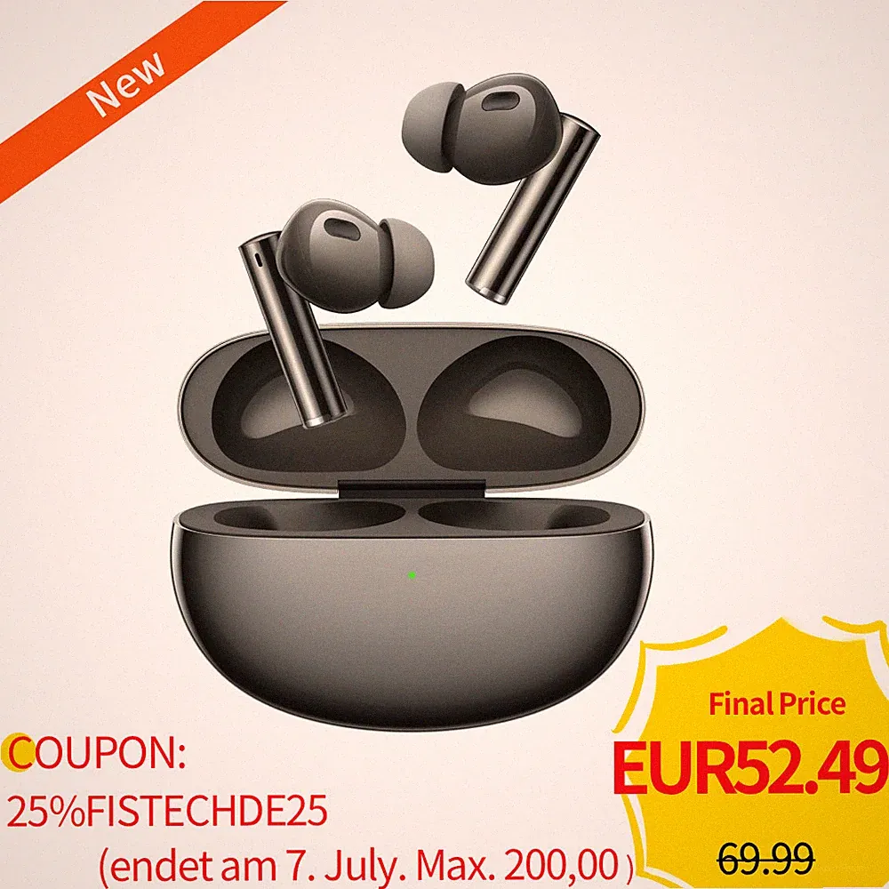New realme Buds Air 6 Pro headphones 50dB ANC 40h Akk 50 dB ANC LHDC Gray