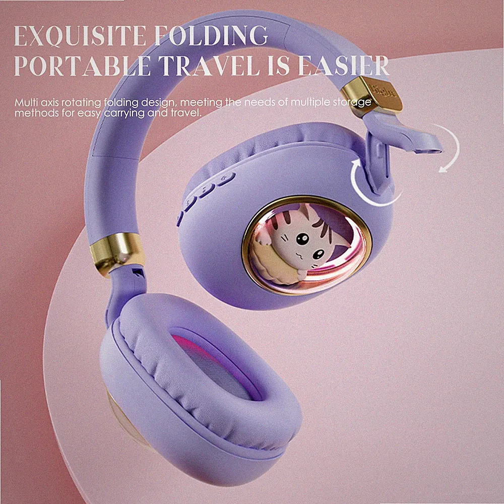Niedliche Kabellose Bluetooth 5.3-Kopfhörer Mit Cartoon-Motiven Over-Ear B2BB