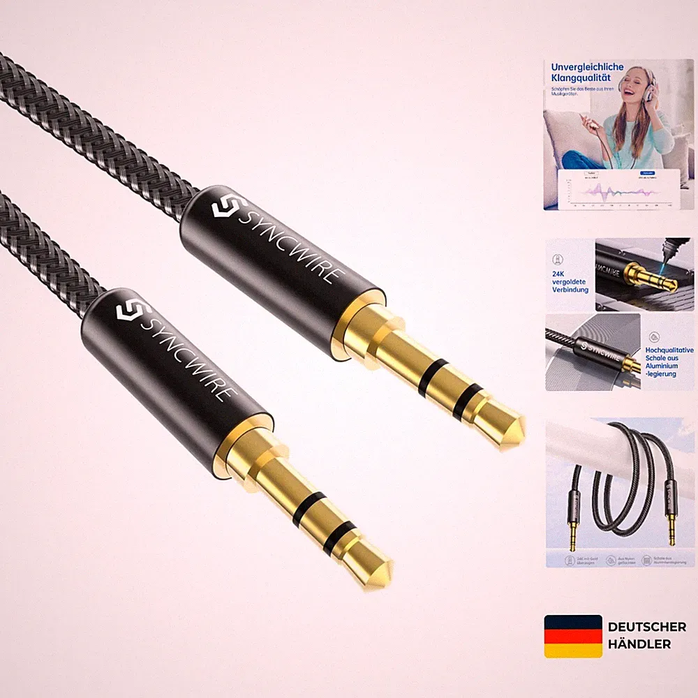 Nylon geflochtenes 3,5mm Audiokabel 1m für Smartphone, Kopfhörer, Auto, Heim