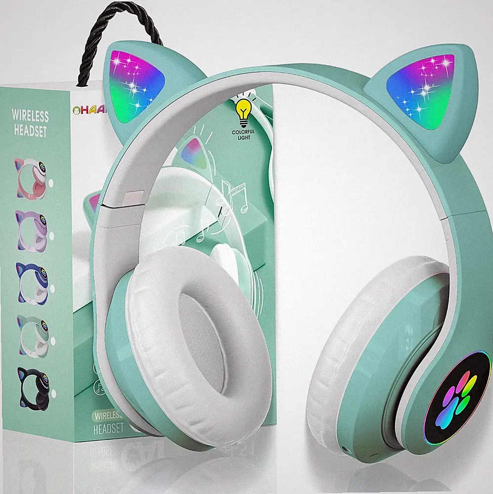 OHAANYY Kinder Kopfhörer Katzenohren Einhorn, Over-Ear Wireless