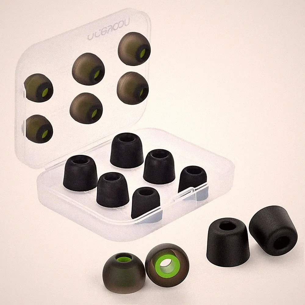 Ohrstöpsel 6 Paare Silikon Schaumstoff In-Ear Ohrpolster Schwarz für Kopfhörer S