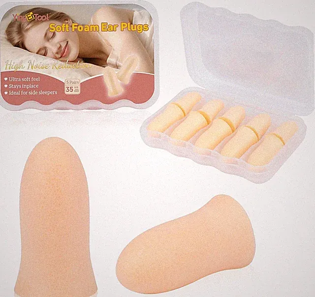 Ohrstöpsel Schaumstoff 5 Paar Weich für Schlafen & Reisen