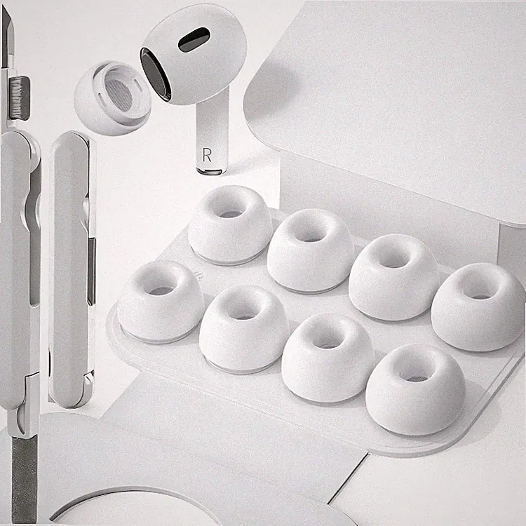 Ohrstöpsel Silikon Aufsätze Kopfhörer Earbuds Reinigungsset 8 Stück Weiß, 4