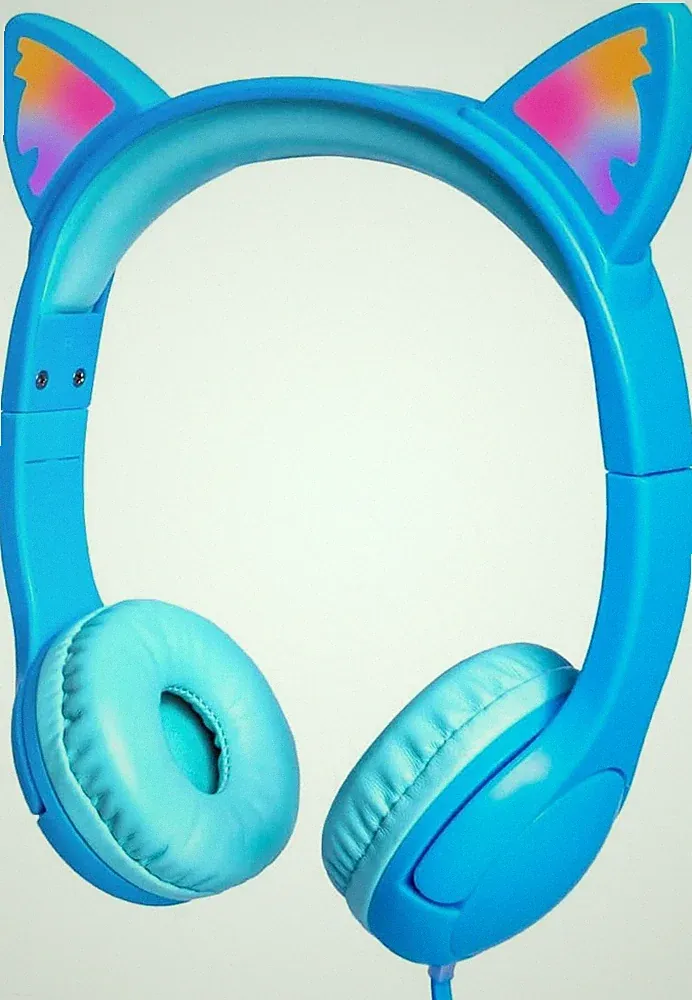 Olyre Kopfhörer Over Ear Kinder mit Kabel, LED-Katzenohren, Mikrofon