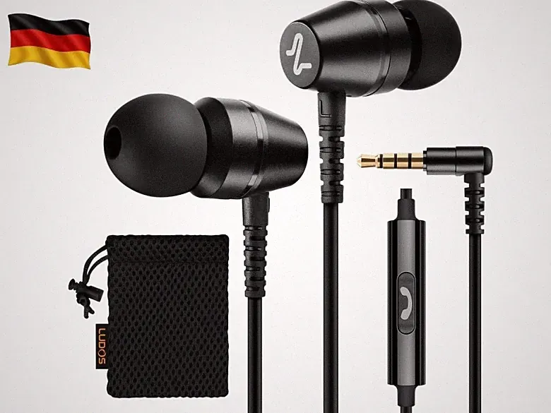 OMNITONE Kopfhörer In Ear Kopfhörer mit Kabel und Mikrofon, 5 Jahre Garantie, I