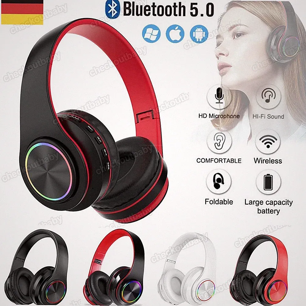 On Ear Kopfhörer Bluetooth 5.0 Kabellos Stereo Bass Kopfhorer Over-Ear Faltbare