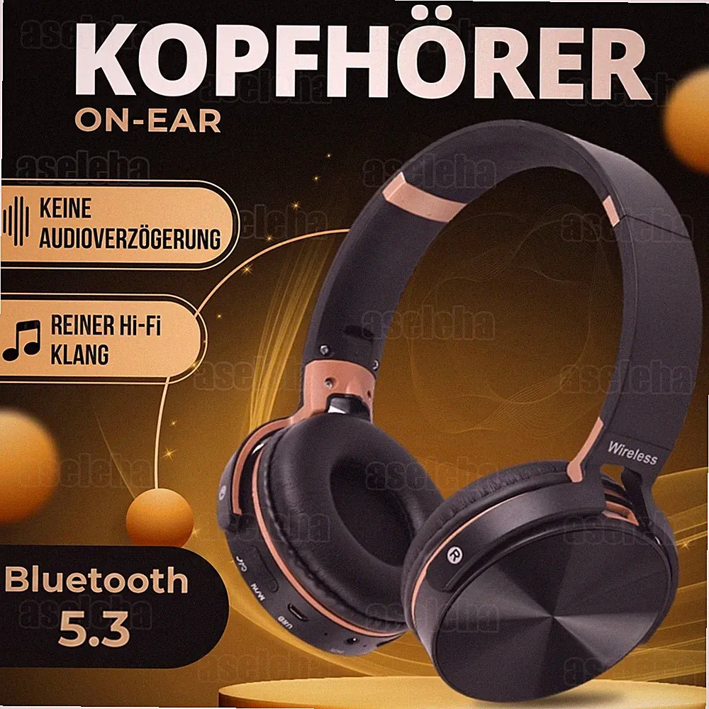 On Ear Kopfhörer Bluetooth 5.3 Kabellos Stereo Bass Kopfhorer Kabellos Faltbare