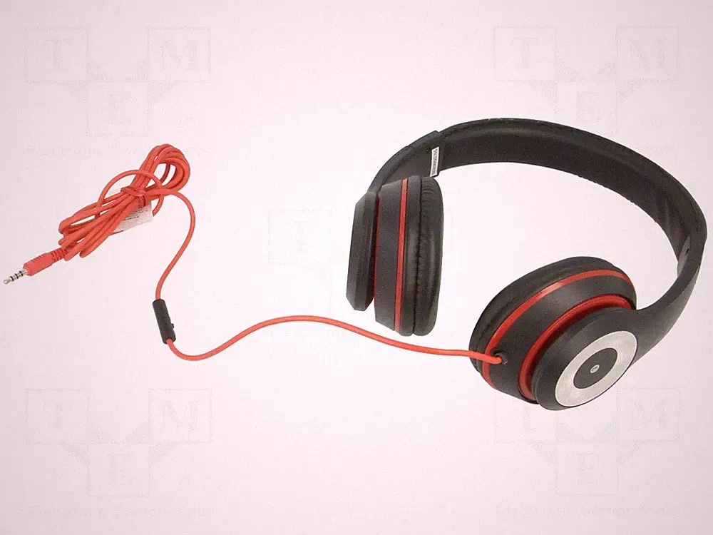 On-Ear Kopfhörer mit Mikrofon 1,8m schwarz,rot Jack 3,5mm