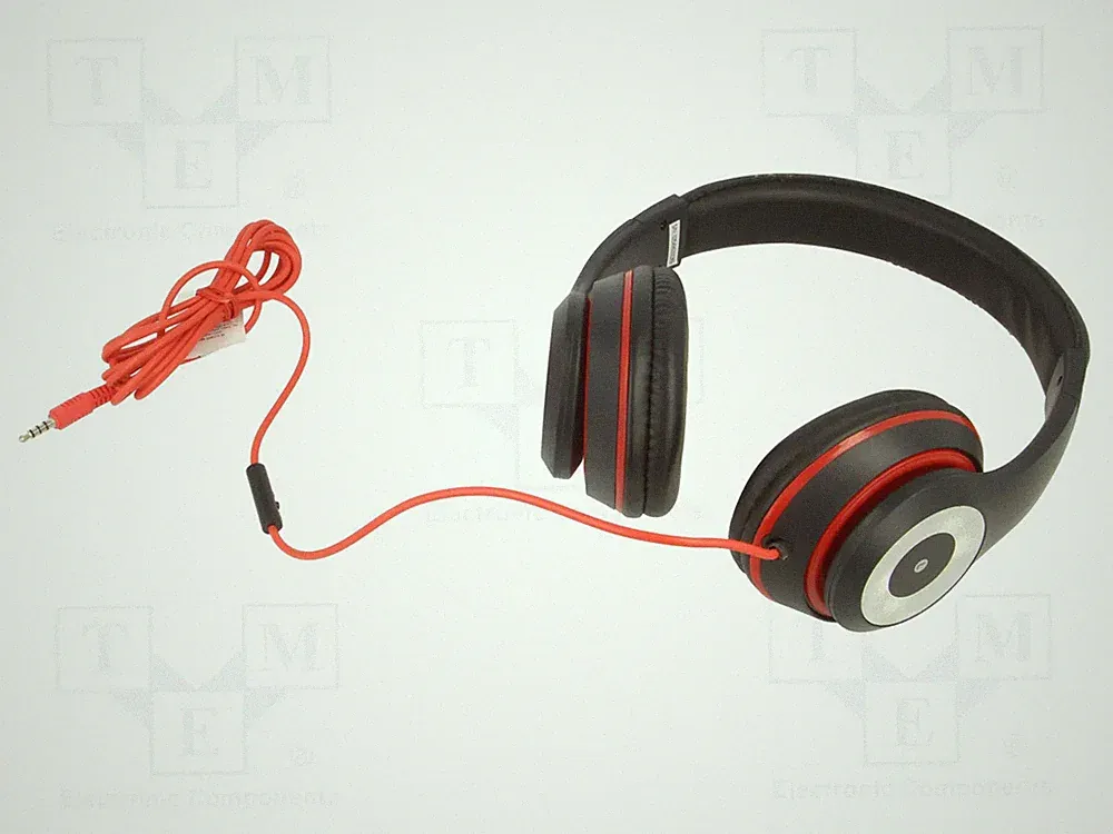 On-Ear Kopfhörer mit Mikrofon 1,8m schwarz,rot Jack 3,5mm
