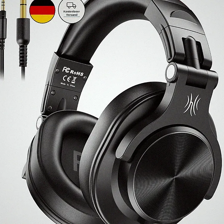 OneOdio A71 DJ Kopfhörer Schwarz, Over Ear mit Abnehmbaren Kabeln 6,35mm 3,5mm