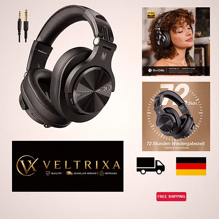 OneOdio Bluetooth Kopfhörer Over Ear, 72 Std HiFi Stereo, Schwarz, DJ geeignet