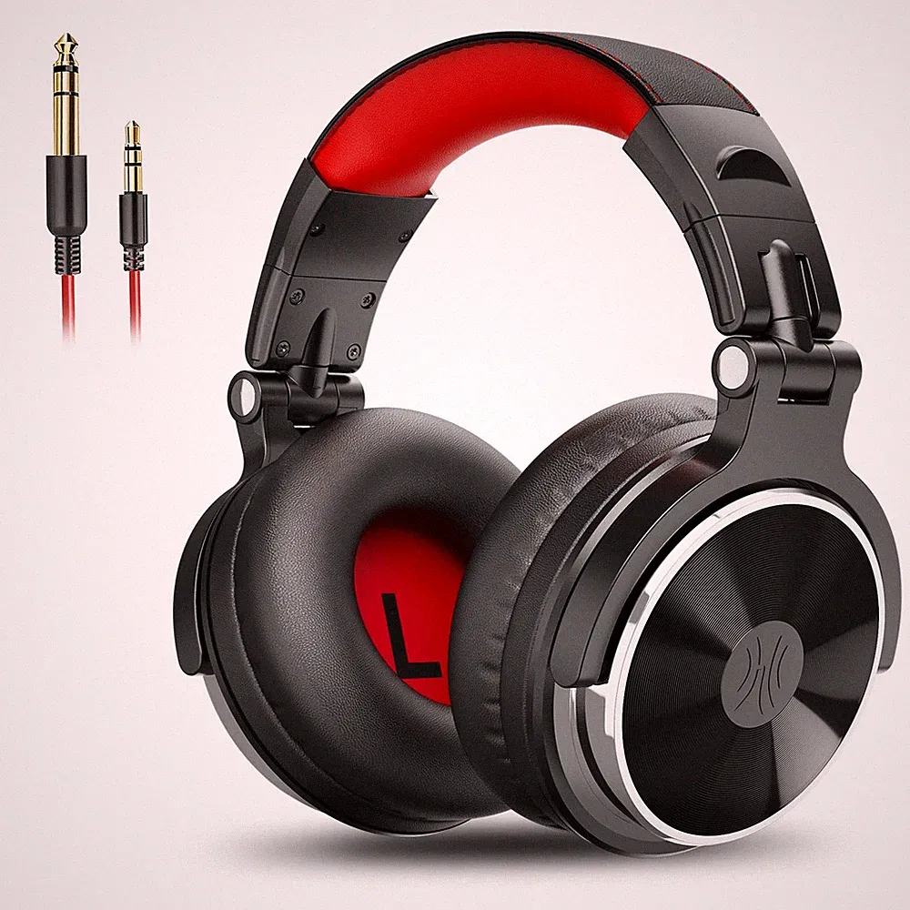 OneOdio Pro 10 Over Ear Kopfhörer mit Kabel schwarz-rot kraftvoller Klang Musik