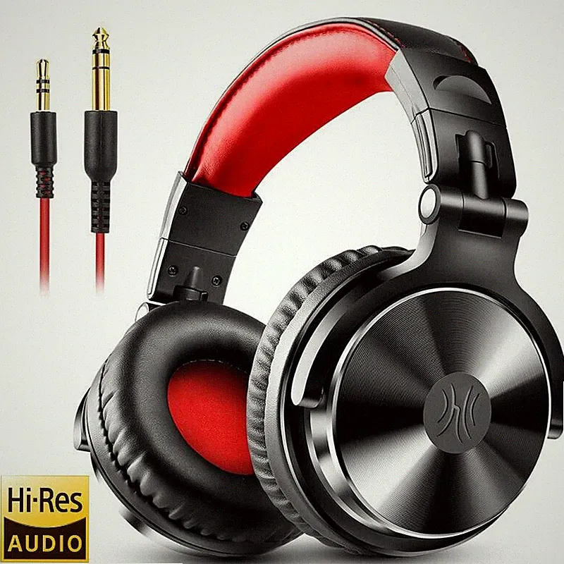 OneOdio Pro 10 Over Ear Kopfhörer mit Kabel schwarz-rot kraftvoller Klang Musik