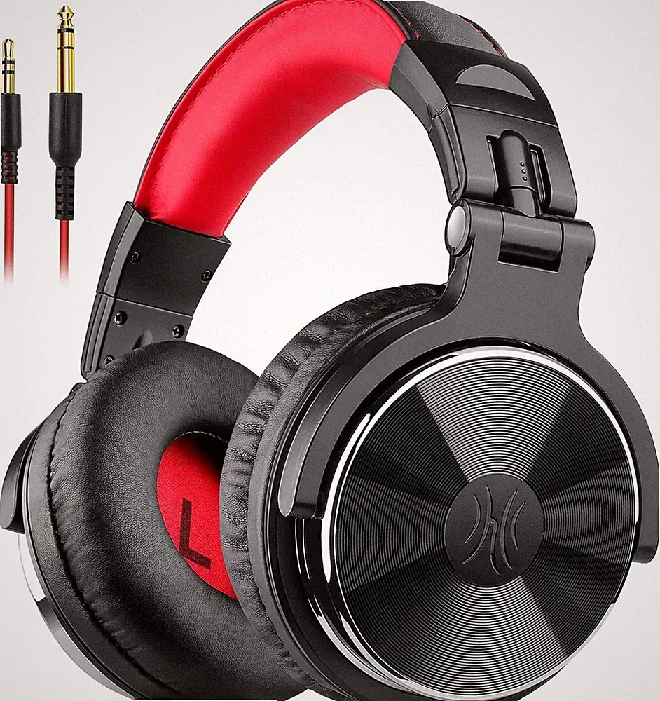 OneOdio Pro 10 Rot Over Ear Kopfhörer mit Kabel, 50mm Treiber, Bassklang, 6,35