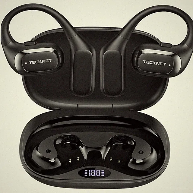 Open Ear Kopfhörer Bluetooth 6.0 mit 38 Stunden Akkulaufzeit, Schwarz, 14,2 mm