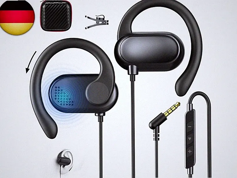 Open Ear Kopfhörer mit Kabel SportKopfhörer mit Verstellbarer Ohrbügel Mikrofon
