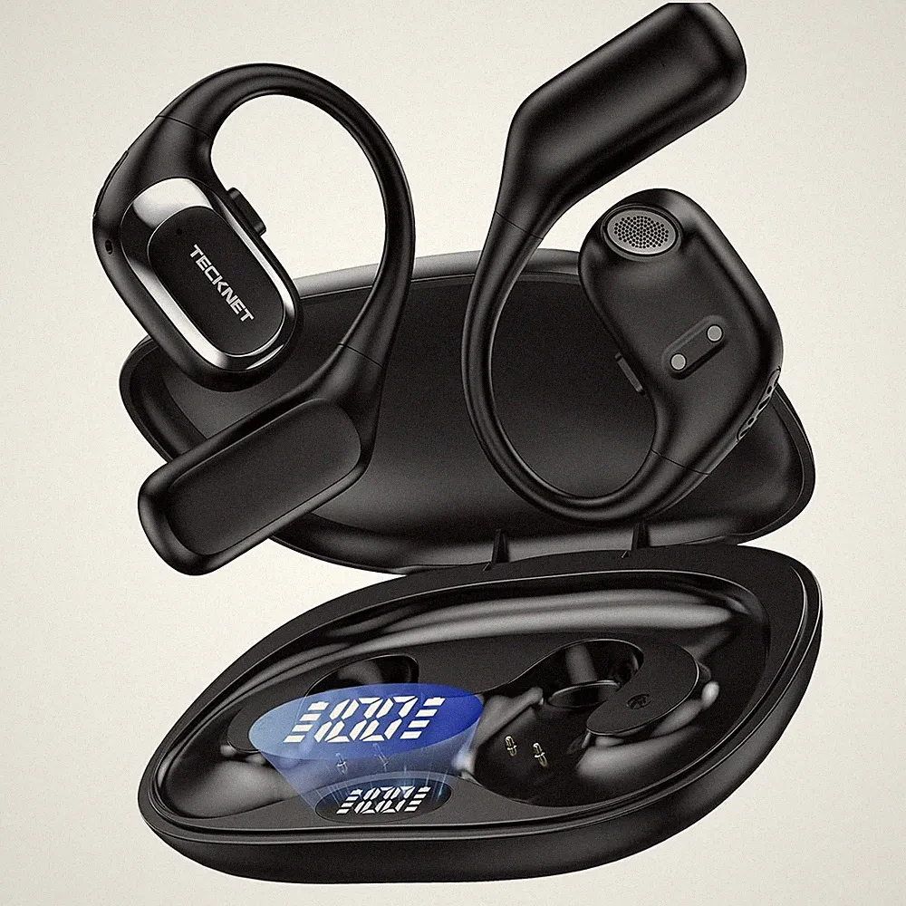 Open Ear Kopfhörer Schwarz Bluetooth 6 0 38 Stunden Akku Sport Outdoor