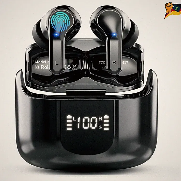 Ordtop Bluetooth Kopfhörer Kabellos Schwarz, 50 Std Spielzeit, wasserabweisend