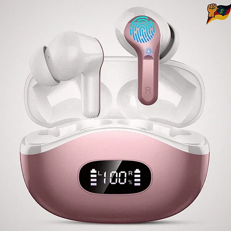 Ordtop i13 Bluetooth Kopfhörer Kabellos Z-Tiefes Roségold 40 Std Spielzeit, HiFi