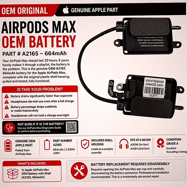 Original Apple AirPods Max Reparatur Batterie Austausch A2165 664mAh - Teile