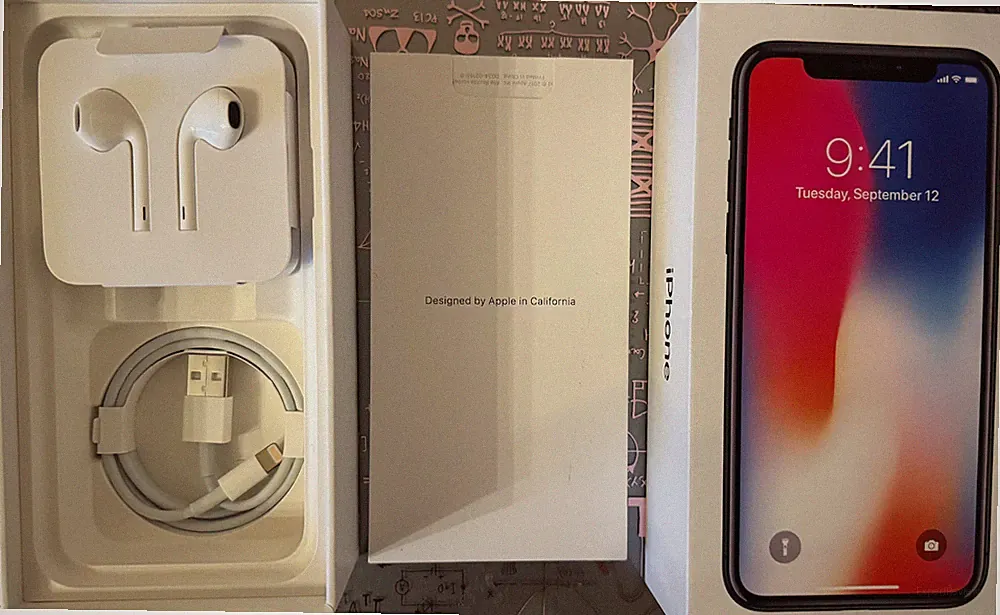 Original Apple iPhone X Space Grey Leerbox Box Karton 264GB+Kopfhörer+Ladekabel+