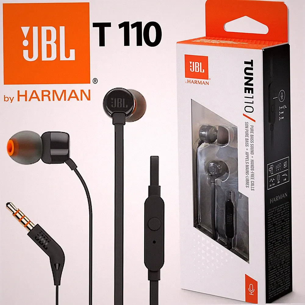 Original JBL T110 In-Ear Kopfhörer mit Mic Headset mit 3,5mm AUX Anschluss