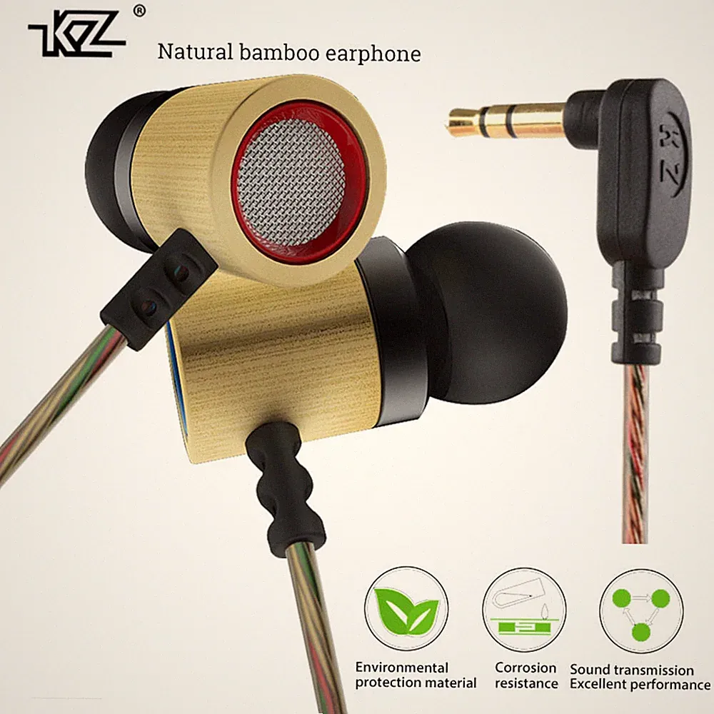 Original KZ ED7 Bambus Holz In-Ear Bass Kopfhörer PU-Hardcase HiFi High Quality