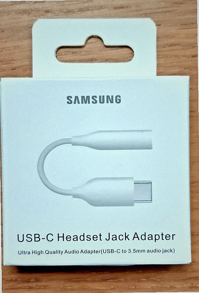Original Samsung USB-C-auf-3,5-mm-Klinkenadapter. AUX-Kopfhöreranschluss. Weiß