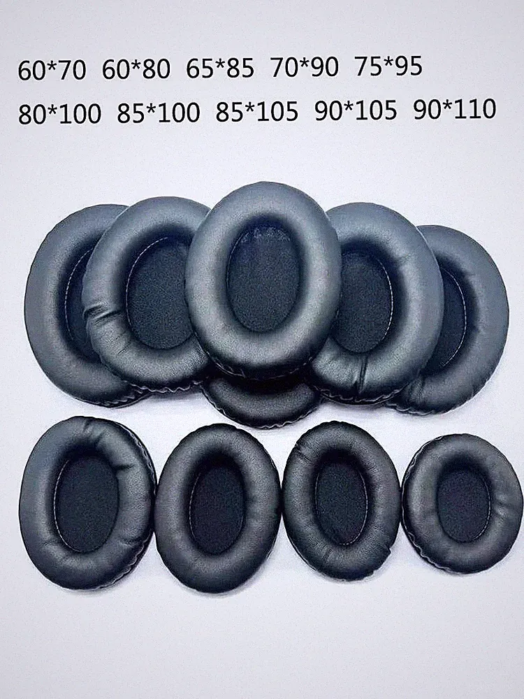 Oval ohrpolster für Kopfhörer Covers Sponge Leder Schwarz Universal Earpads
