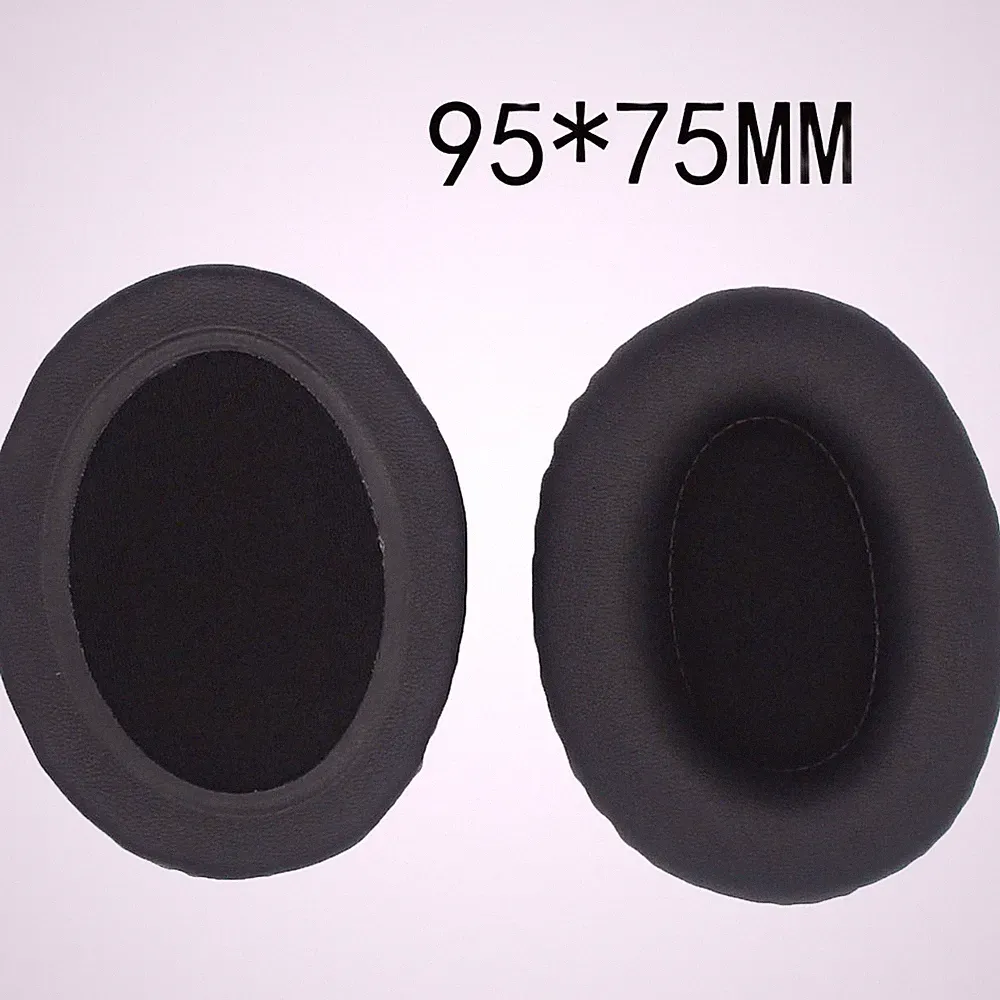 Ovale Ohrpolster 9,5 x 7,5 cm für Kopfhörer Ersatz Schwarz Leder Stil