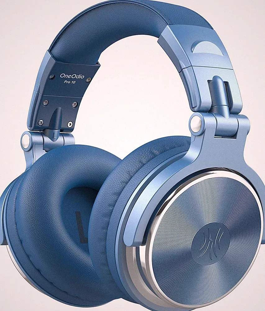 Over-Ear Kopfhörer 50mm Treiber, Bass, 3.5 & 6.35mm Klinke DJ, Studio Himmelblau
