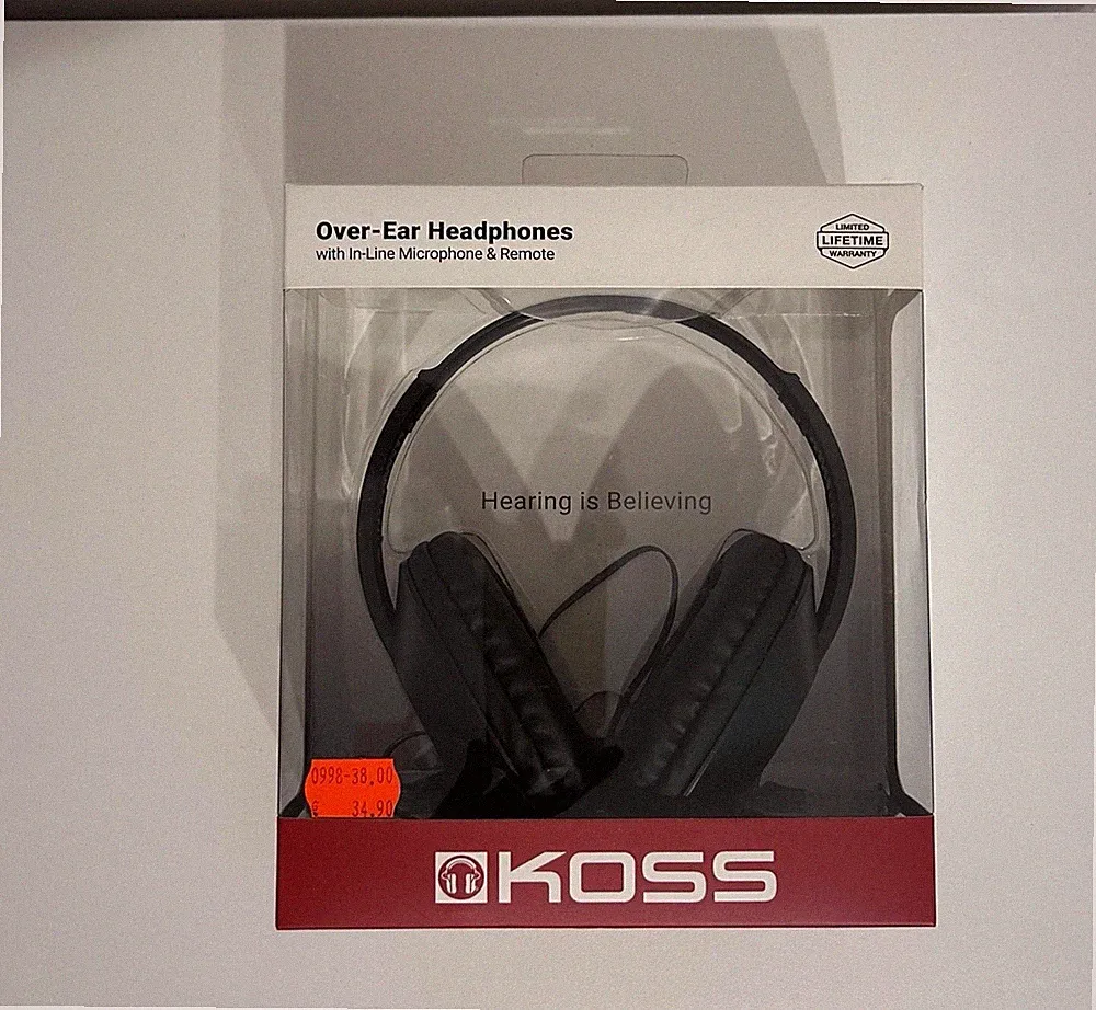 Over Ear Kopfhörer HEADPHONES - KOSS UR23ik Schwarz 3,5mm MiniJack Kabel