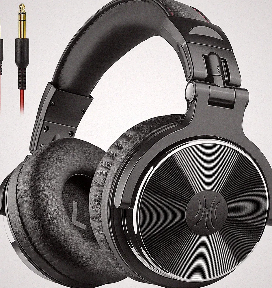 Over Ear Kopfhörer mit Kabel 50mm Treiber Bassklang 6.35 & 3.5mm Klinke Schwarz