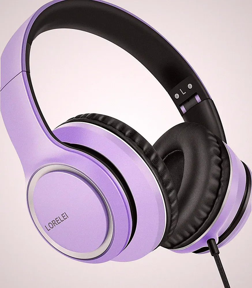 Over-Ear-Kopfhörer mit Mikrofon Dunkelviolett Faltbar Tragbar 3,5mm für