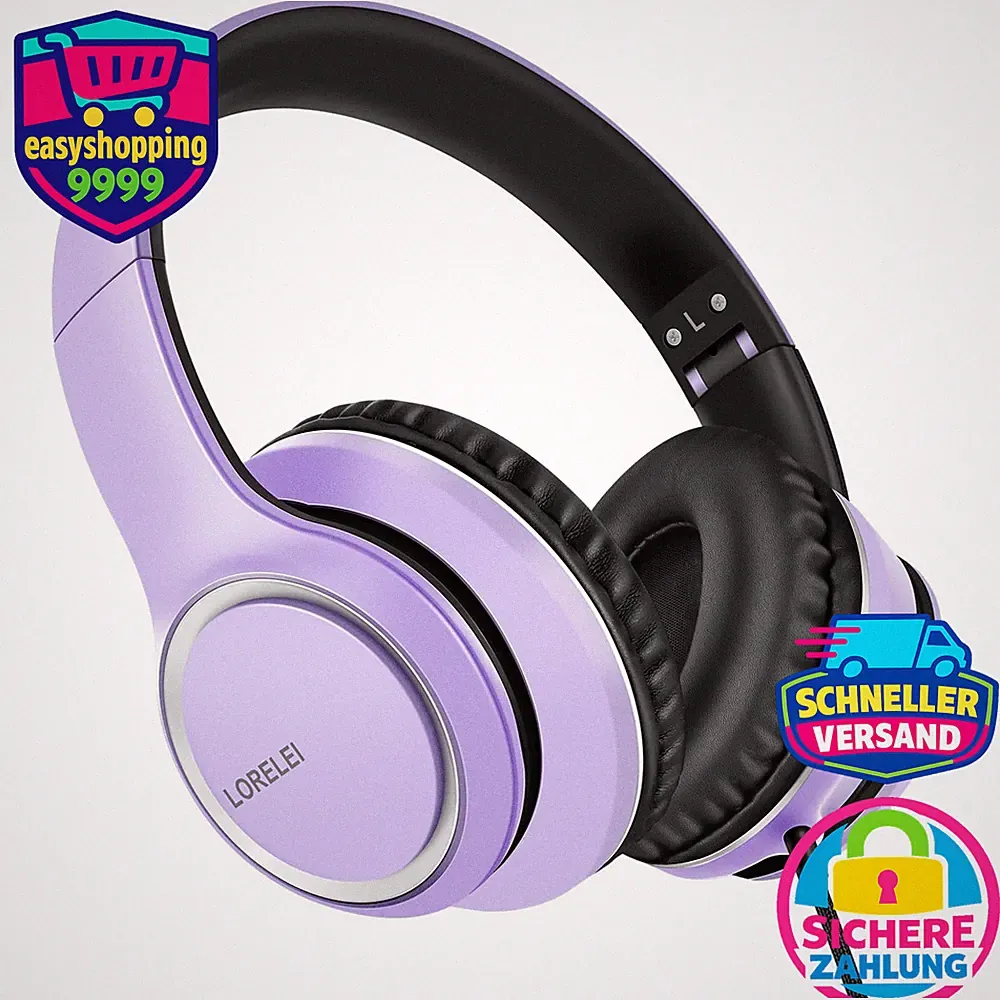 Over-Ear-Kopfhörer mit Mikrofon Dunkelviolett Faltbar Tragbar 3,5mm Stecker