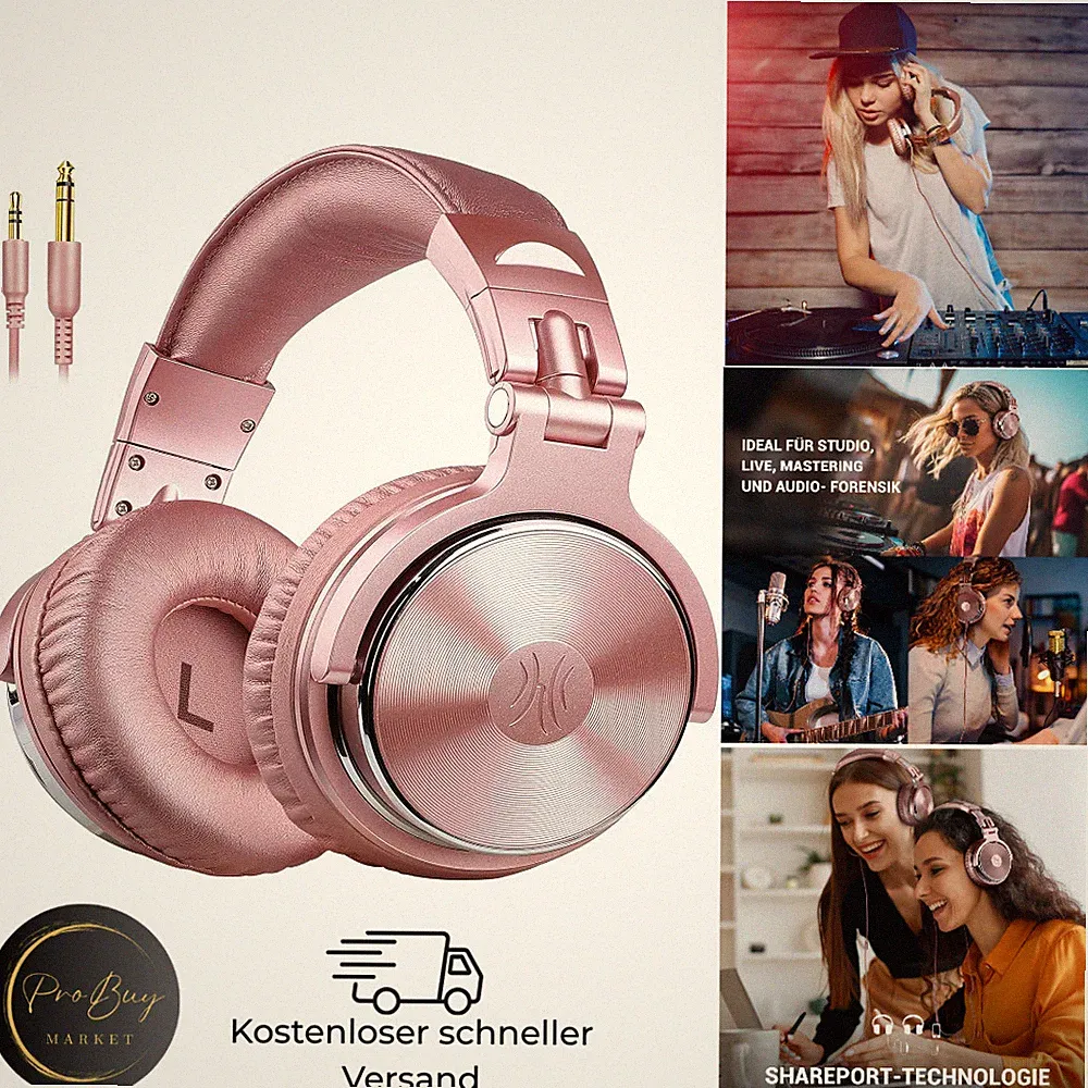Over Ear Kopfhörer Mit Share Port Mikrofon Adapter-Frei Bass Dj Headphones Rosa