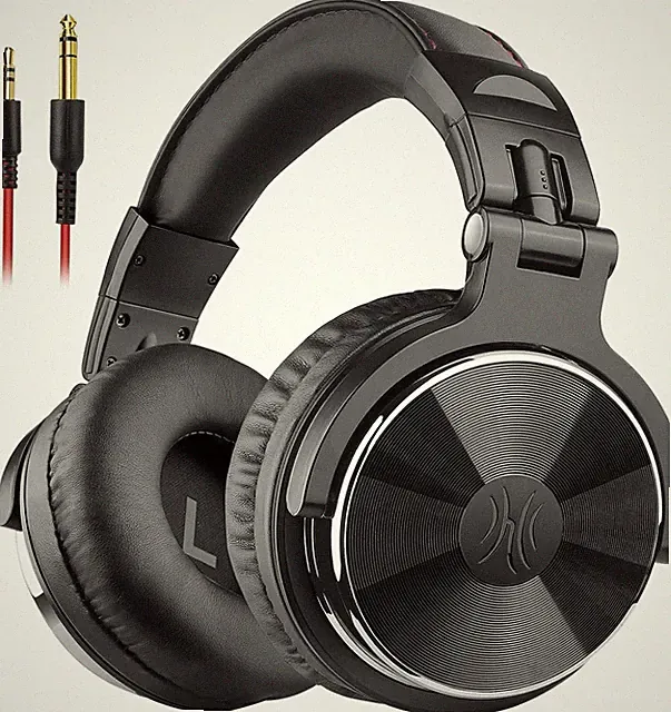 Over Ear Kopfhörer Pro-10 Schwarz mit Kabel, 50mm Treiber, Bassklang, 3,5mm