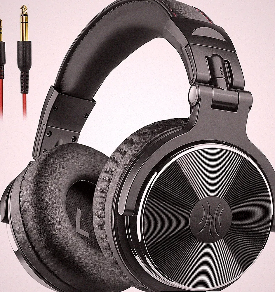 Over Ear Kopfhörer Schwarz 50mm Treiber Bassklang 3.5-6.35mm Klinke DJ Herren