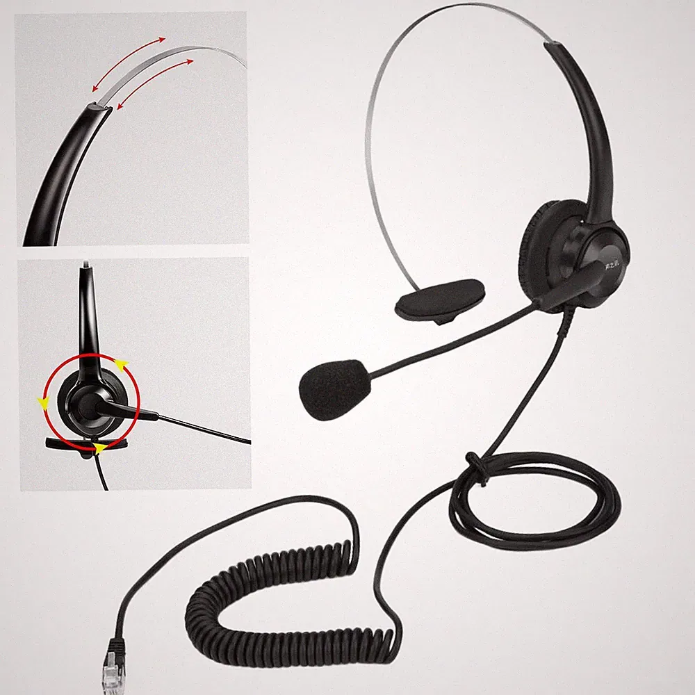 Over-Ear-Telefon-Headsets mit Mikrofon, drehbarer schnurgebundener Kopfhörer