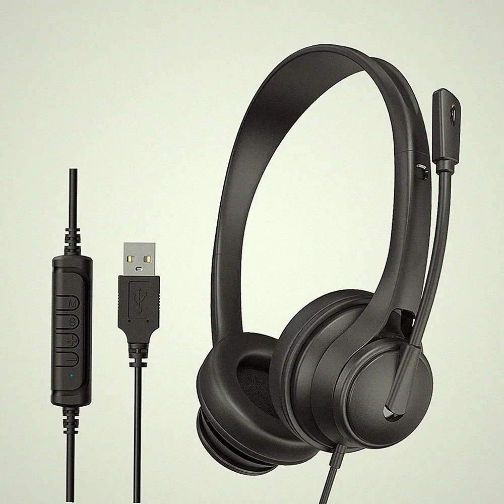 Over Ear USB Kabelgebunden Headset mit Inline Lautstärkeregler für Spiele und