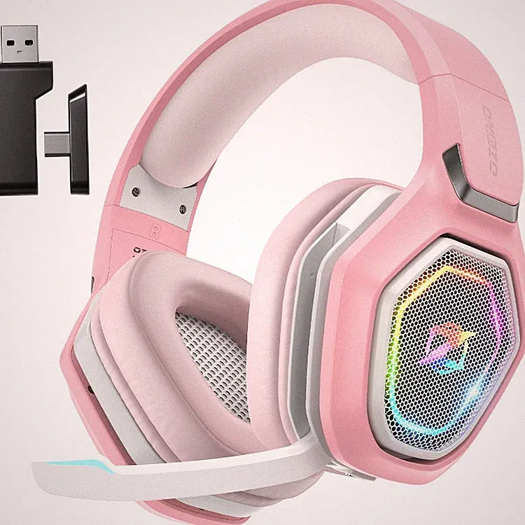 OW810 Gaming Headset Wireless mit Mikrofon, 40h Akkulaufzeit, Rosa-Weiß, für PS5