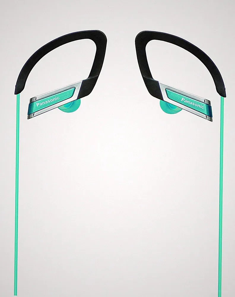Panasonic In-Ear-Kopfhörer, Over-Ear-Typ, Wasserdicht, Sport, Blau, R