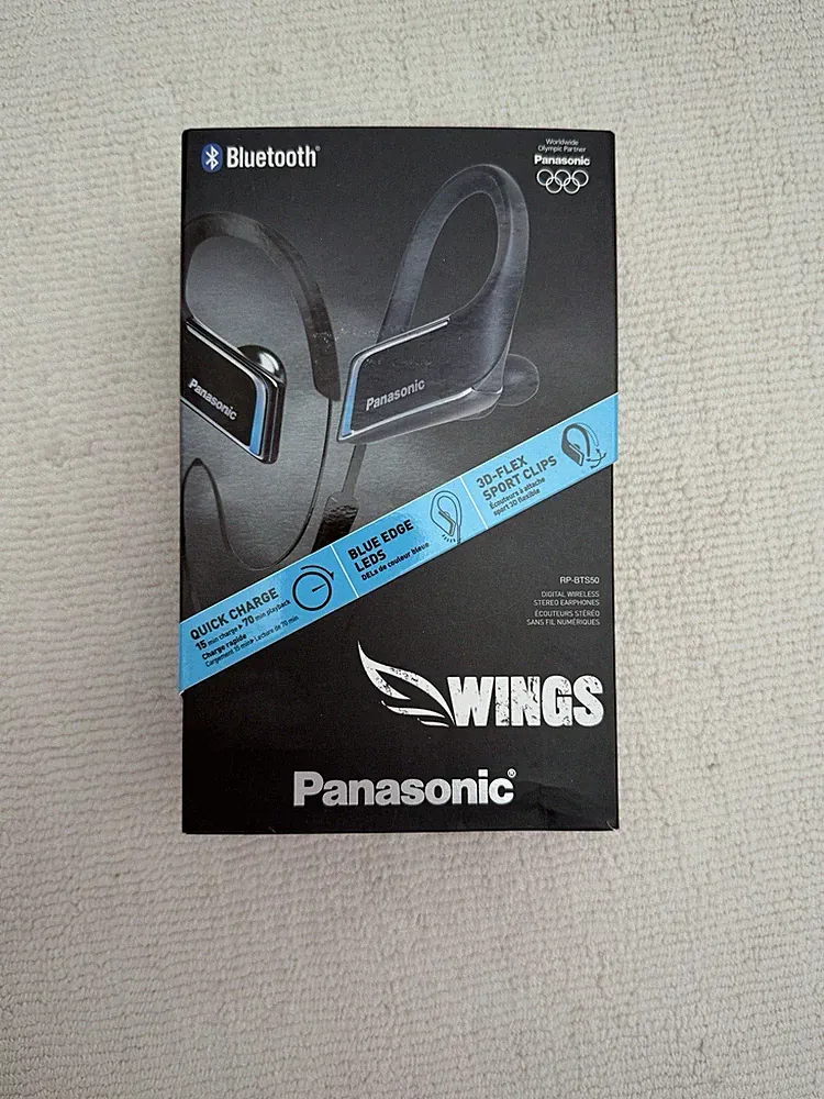 Panasonic RP-BTS50E-K Wings Bluetooth Sport Kopfhörer Neu OVP Versiegelt Schwarz