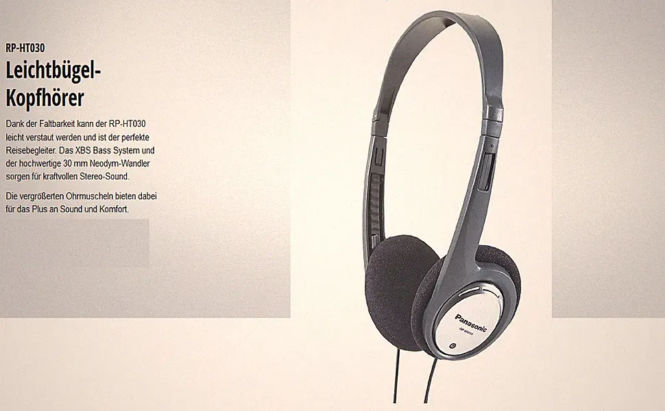 Panasonic RP-HT030E-S Leichter Kopfhörer, faltbarer On-Ear Kopfhörer