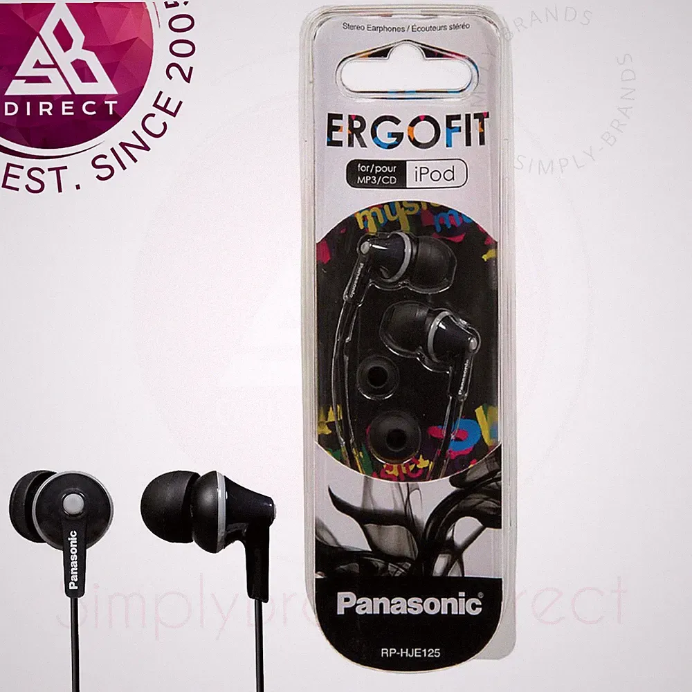 Panasonic RPHJE125 Ergofit Stereo In-Ear Kopfhörer Sport Weiß/Schwarz Neu