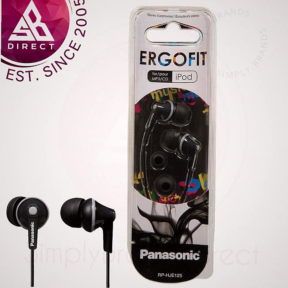 Panasonic RPHJE125 Ergofit Stereo In-Ear Kopfhörer Sport Weiß/Schwarz Neu